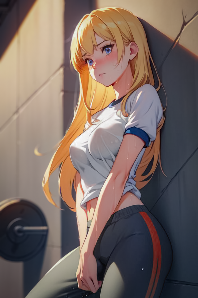 Amber Halford, desperate in the workout room