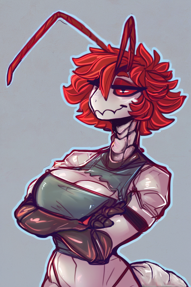Albino mantis girl is stalking you