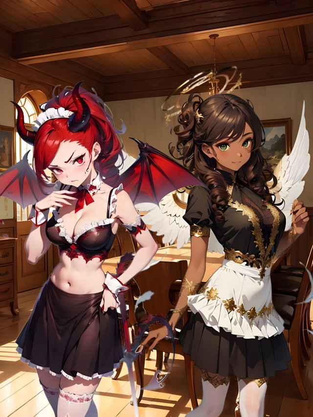 Mari and Pan | Angel and Demon Maids