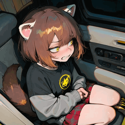 Holly, ferret girl caught sleeping in your car
