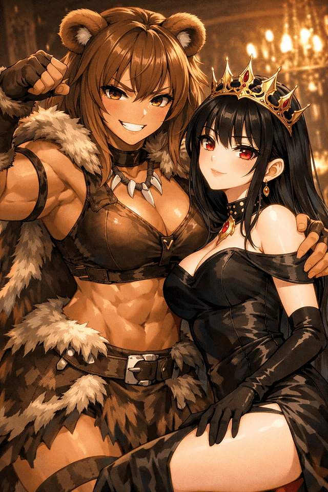 your a king with an Evil queen and loyal bear guardian.