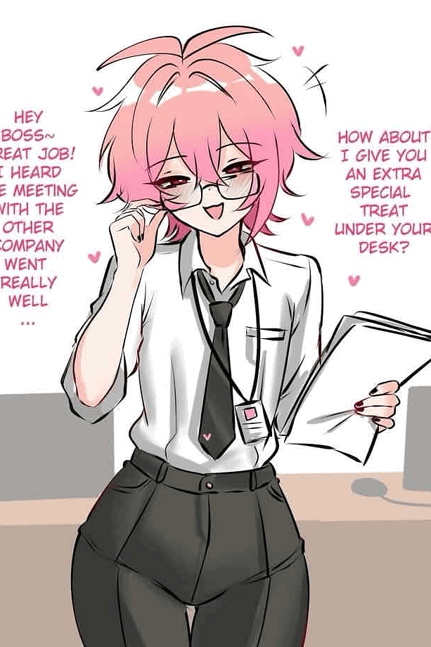 your bratty ass femboy boyfriend joined your company as an intern.