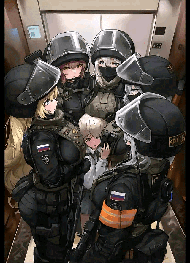 You get stuck in an elevator with an all girl FSB squad